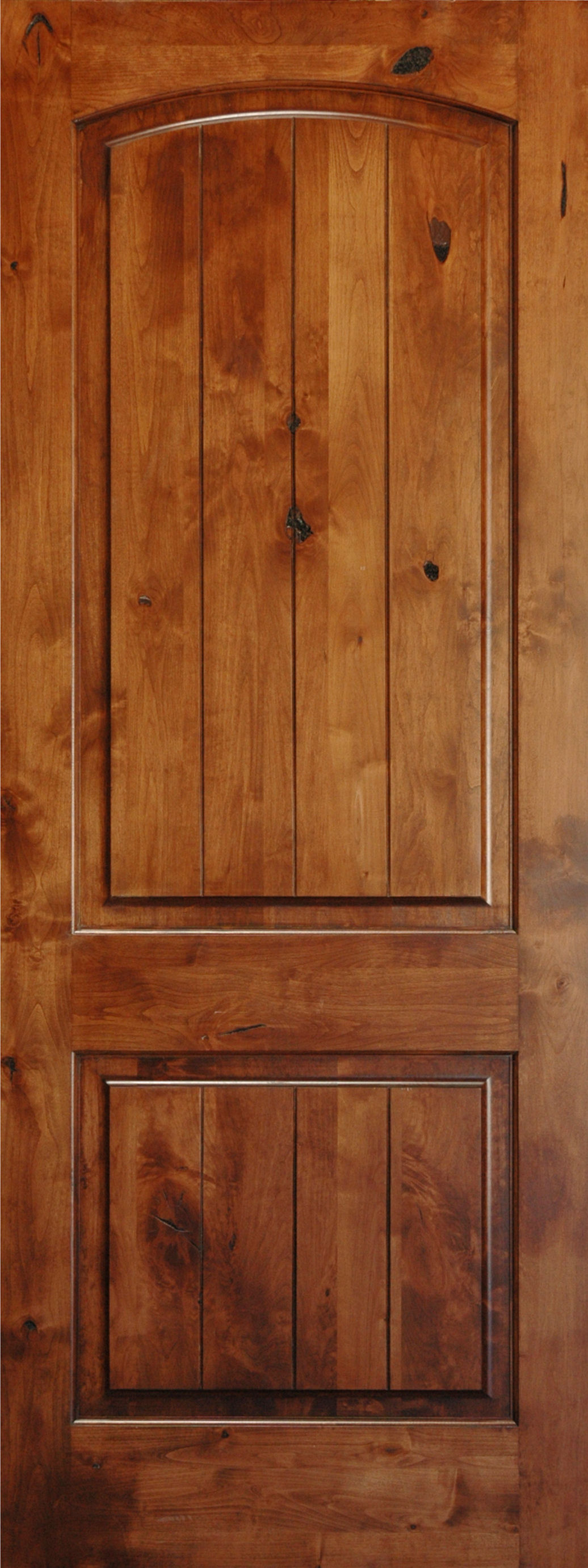 Knotty Alder 8 V Groove Arch 2 Panel Wood Interior Doors