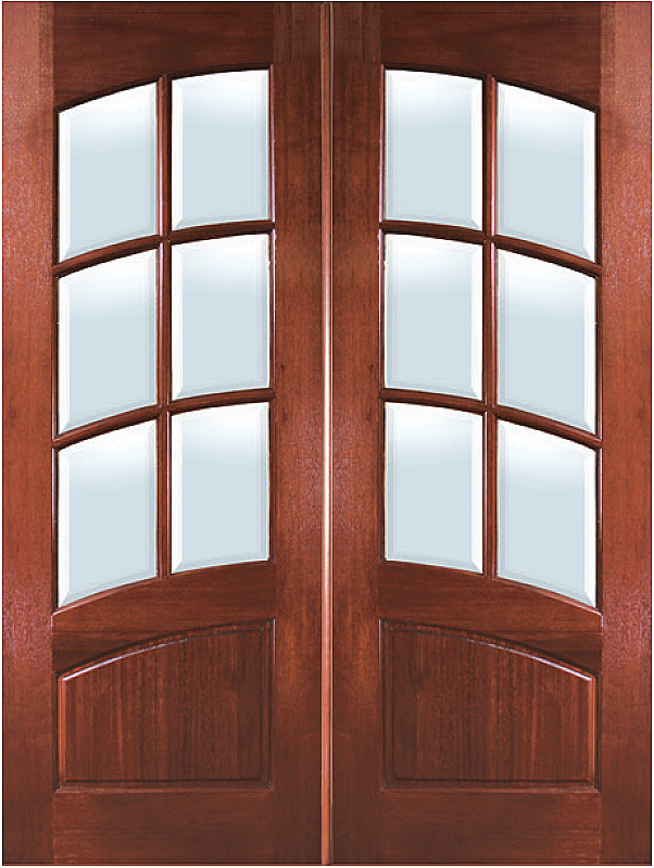 Mahogany Arch 6 Lite With Arch Rail Double Entry Door